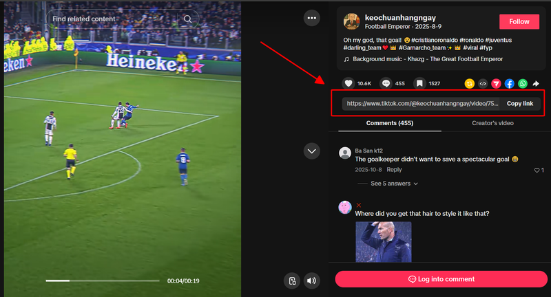 copy url video tiktok